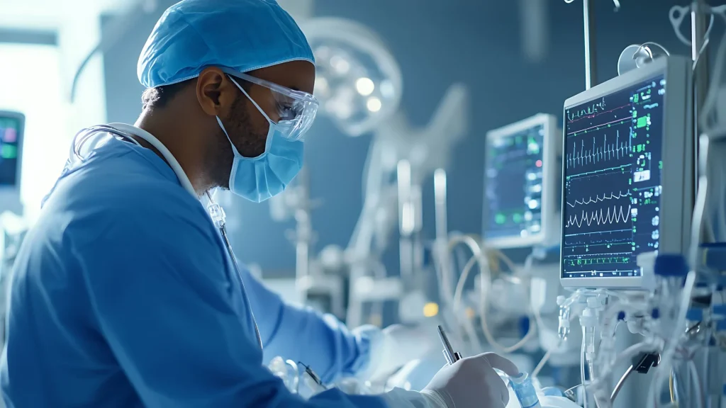 Ventilator high-end kini dilengkapi visualisasi grafis real-time yang memberikan gambaran dinamis mengenai mekanika pernapasan pasien.