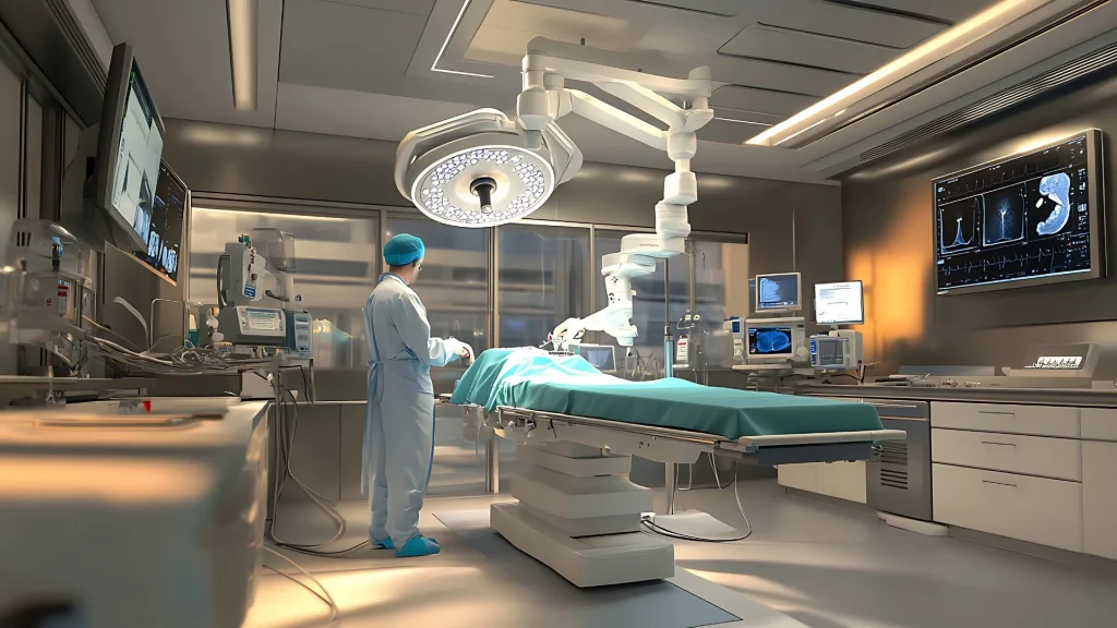 Teknologi visual 3D pada Da Vinci Surgical System memberikan tampilan anatomi yang jauh lebih jelas dibandingkan laparoskopi konvensional.