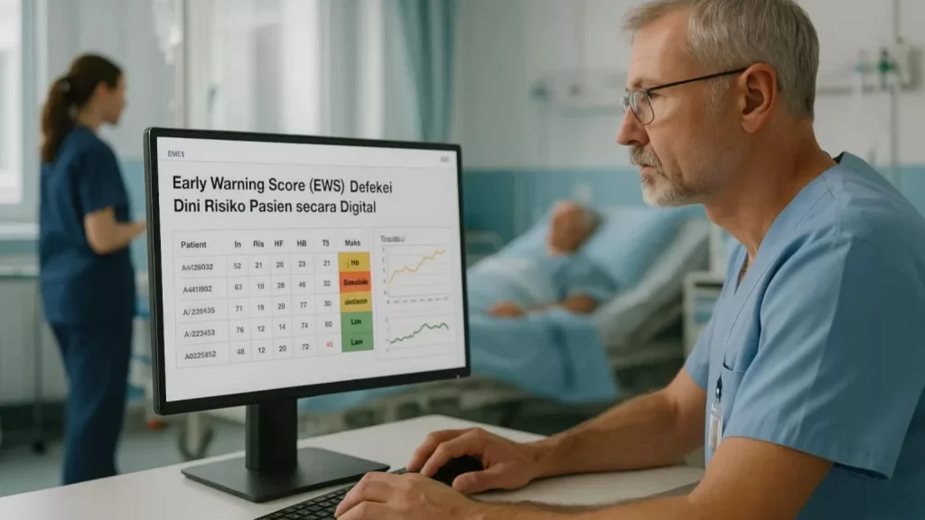 Sistem Early Warning Score (EWS) otomatis pada monitor pasien modern dirancang untuk mengidentifikasi tanda awal perburukan klinis melalui analisis parameter vital secara kontinu.
